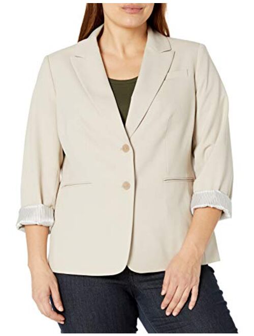 Tahari ASL Women's 2 Button Roll Sleeve Jacket