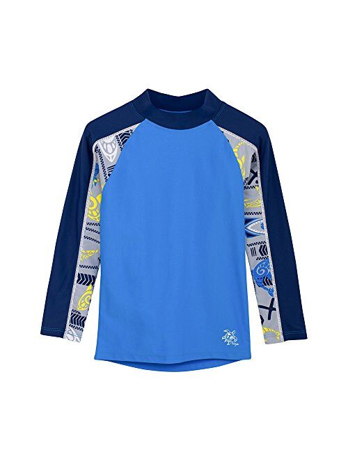 Reef Tuga Boys Long Sleeve Rash Guard 1-14 Years, UPF 50+ Sun Protection Swim Shirt