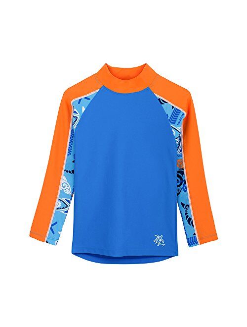 Reef Tuga Boys Long Sleeve Rash Guard 1-14 Years, UPF 50+ Sun Protection Swim Shirt