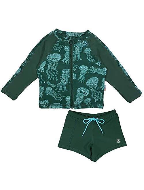 SwimZip Kid UPF 50+ Long Sleeve Rash Guard + Euro Shorties Set (Multiple Colors)