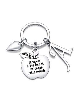 Ursteel Teacher Keychain with Initial, Teacher Application End of Year Teacher Gifts