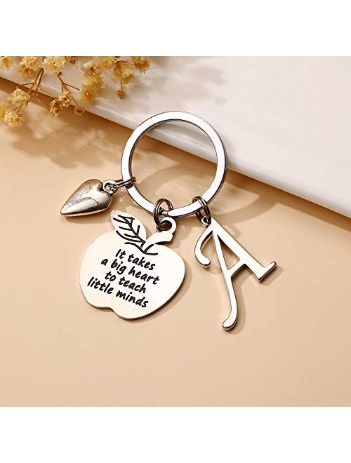 Ursteel Teacher Keychain with Initial, Teacher Application End of Year Teacher Gifts