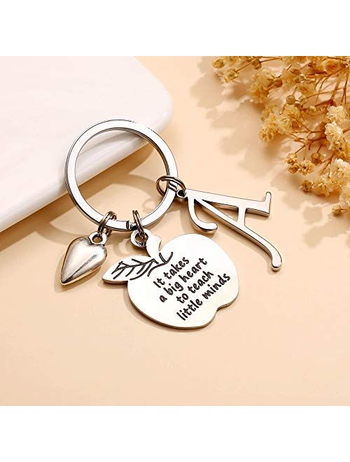 Ursteel Teacher Keychain with Initial, Teacher Application End of Year Teacher Gifts