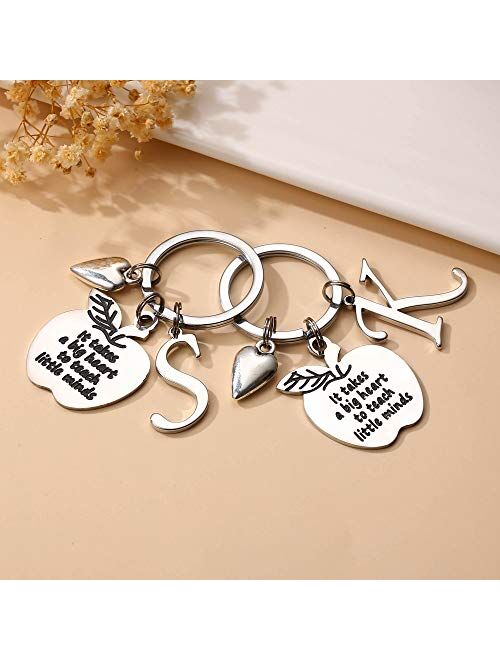 Ursteel Teacher Keychain with Initial, Teacher Application End of Year Teacher Gifts