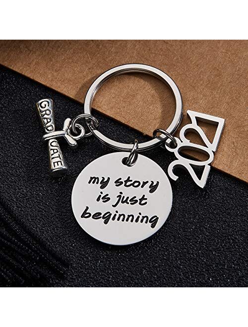 NEWNOVE Class of 2021 Graduation Gifts Engraved Mantra Inspirational Keychain High School College Graduation Gifts for Her