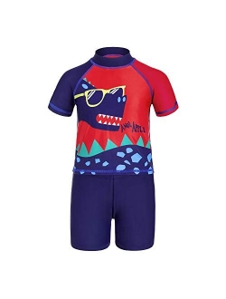 GAZIAR Boys Swimwear Sets Shark Dinosaur Swimsuit Two Piece with Rash Guard UV Protection 2-7 Years