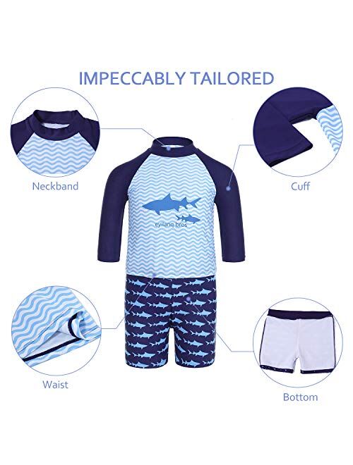 GAZIAR Boys Swimwear Sets Shark Dinosaur Swimsuit Two Piece with Rash Guard UV Protection 2-7 Years