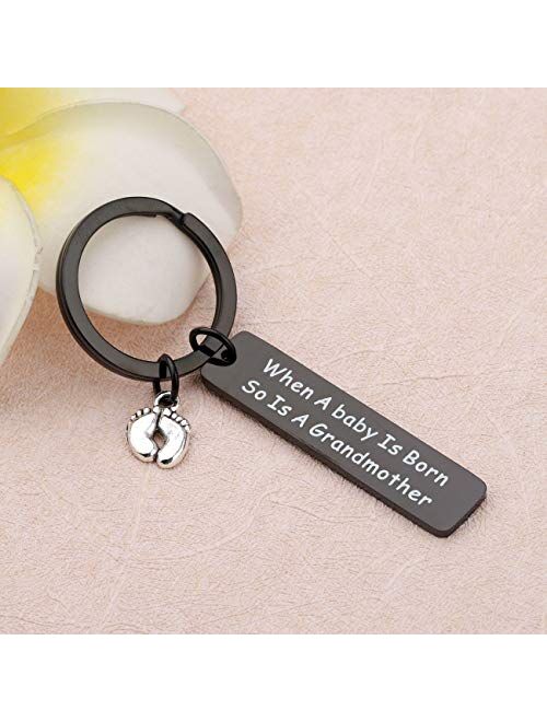 QIIER LQRI Grandma to Be Keychain When a Baby is Born so is a Grandmother Keychain Baby Announcement Gift for New Grandma