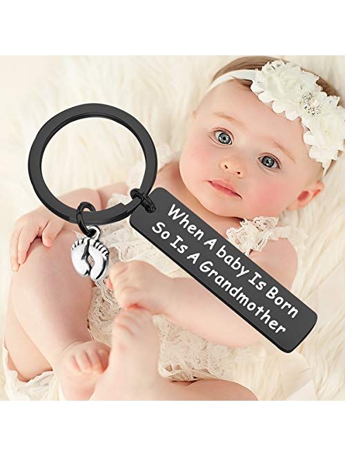 QIIER LQRI Grandma to Be Keychain When a Baby is Born so is a Grandmother Keychain Baby Announcement Gift for New Grandma