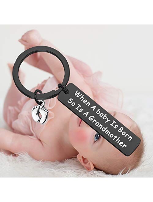 QIIER LQRI Grandma to Be Keychain When a Baby is Born so is a Grandmother Keychain Baby Announcement Gift for New Grandma