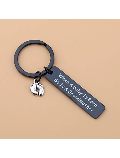 QIIER LQRI Grandma to Be Keychain When a Baby is Born so is a Grandmother Keychain Baby Announcement Gift for New Grandma