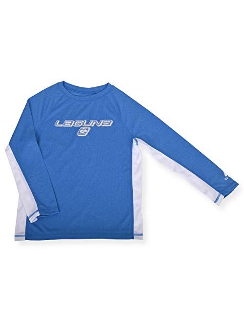 LAGUNA Boys Crewneck Long Sleeve Loose Fit Rashguard Swim Sun Tee Shirt, UPF 50+