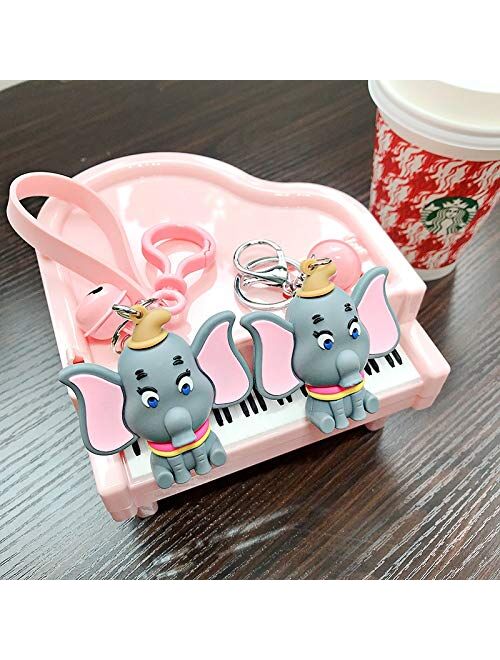 Keychain Disney Cartoon Dumbo Keychain Elephant Car Key Ring Bag Bell Pendant Key Holder Trendy Cute Animal Pendant Jewelry Key Ring (Color : 1, Size : Normal)