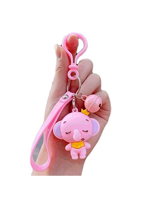 Decoration PVC Baby Elephant Keychains Keyring with Bells,Cute Keychain for Car Men and Women,Kids and Adults,Blue/Pink/Gray Exquisite (Color : Blue)