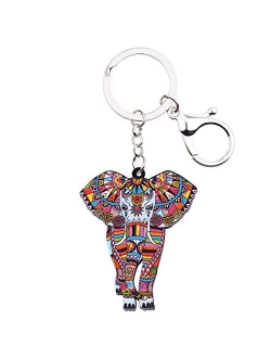 WEVENI Acrylic Jungle Elephant Keychains Key Ring Charm Jewelry for Women Girl Bag Car Handbag Wallet