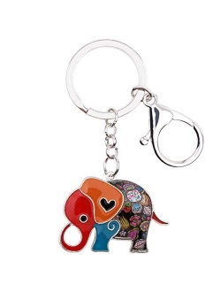 WEVENI Enamel Alloy Anime Elephant Keychains Key Ring Charm Jewelry For Women Girls Lady Bag Car Purse