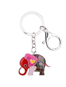 WEVENI Enamel Alloy Anime Elephant Keychains Key Ring Charm Jewelry For Women Girls Lady Bag Car Purse