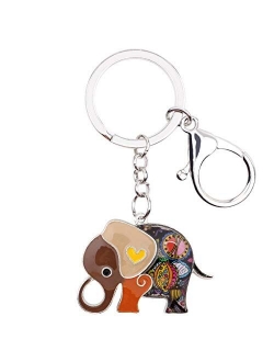 WEVENI Enamel Alloy Anime Elephant Keychains Key Ring Charm Jewelry For Women Girls Lady Bag Car Purse