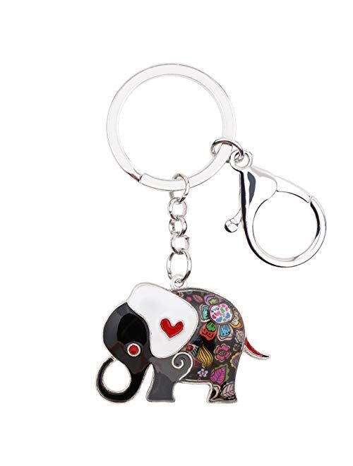 WEVENI Enamel Alloy Anime Elephant Keychains Key Ring Charm Jewelry For Women Girls Lady Bag Car Purse