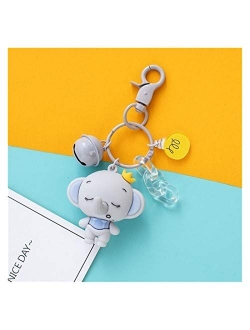 Tojuhyg Key Chain Cute Silicone Baby Elephant Keychain Keyring Female Blue Pink Gray Lollipop Bell Earphone Case Doll Naruto (Color : Red, Size : 10 cm)