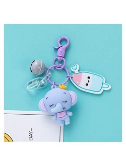 Tojuhyg Key Chain Cute Silicone Baby Elephant Keychain Keyring Female Blue Pink Gray Lollipop Bell Earphone Case Doll Naruto (Color : Red, Size : 10 cm)