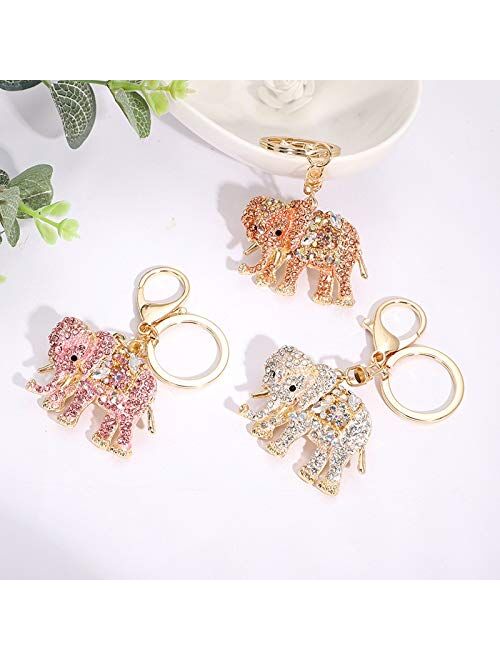 YSKQDQ Creative Animals Elephant Key Chain Full of Diamond Alloy Bag Pendant Ornaments YSKQDQ (Color : A)