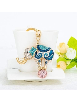 YSKQDQ The New Creative Personality Full of Diamond Elephant Animal Series car Key Ring Pendant Gifts YSKQDQ (Color : Blue)