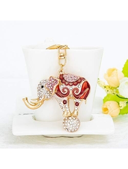 YSKQDQ The New Creative Personality Full of Diamond Elephant Animal Series car Key Ring Pendant Gifts YSKQDQ (Color : Blue)