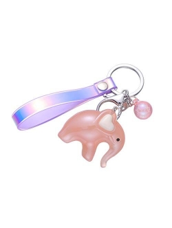 FENICAL Acrylic Cartoon Elephant Keychain Creative Key Ring Decoration Key Holder Bag Pendant for Women (Light Green)