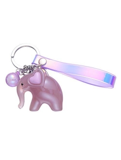 FENICAL Acrylic Cartoon Elephant Keychain Creative Key Ring Decoration Key Holder Bag Pendant for Women (Light Green)