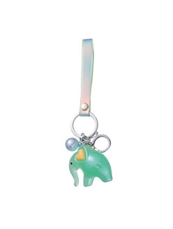 FENICAL Acrylic Cartoon Elephant Keychain Creative Key Ring Decoration Key Holder Bag Pendant for Women (Light Green)