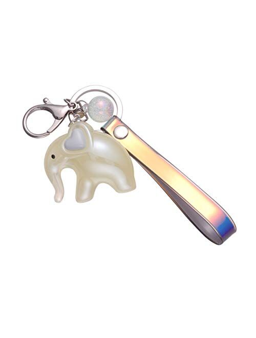 FENICAL Acrylic Cartoon Elephant Keychain Creative Key Ring Decoration Key Holder Bag Pendant for Women (Light Green)