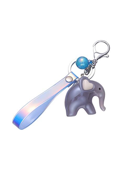 FENICAL Acrylic Cartoon Elephant Keychain Creative Key Ring Decoration Key Holder Bag Pendant for Women (Light Green)