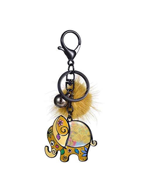 Jiaye Couple Keychains Top Design Metal Animals Elephant Keychain Trendy Bags Car Pendant Key Chain Rings for Men and Women Keyring (Color : Color 4)