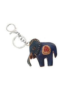 Kytrun Leather Keychain Cute Mini Elephant Key Chains Lovely Girls Key Ring Leather Pink