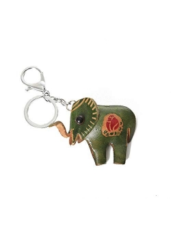 Kytrun Leather Keychain Cute Mini Elephant Key Chains Lovely Girls Key Ring Leather Pink