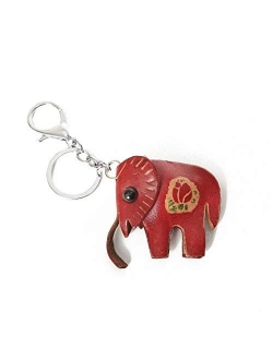 Kytrun Leather Keychain Cute Mini Elephant Key Chains Lovely Girls Key Ring Leather Pink