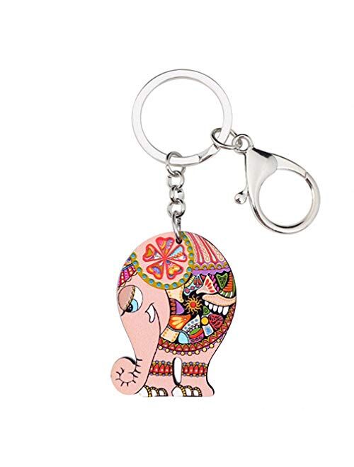 Kytrun Anime Jewelry Elephant Chains Keyrings for Women Girl Bag Car Key Holder Charms Keychains Gift Red