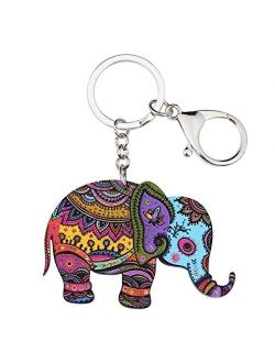 Kytrun Jungle Elephant Jewelry Key Chains Keyrings for Women Girl Bag Driving Car Key Handbag Wallet Charms Keychain Grey