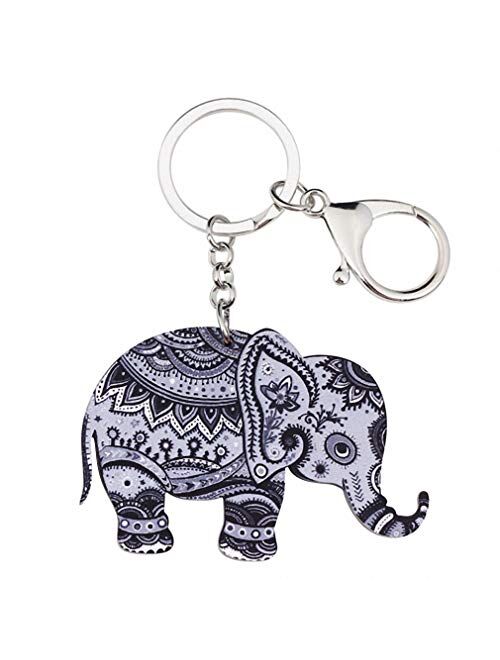 Kytrun Jungle Elephant Jewelry Key Chains Keyrings for Women Girl Bag Driving Car Key Handbag Wallet Charms Keychain Grey