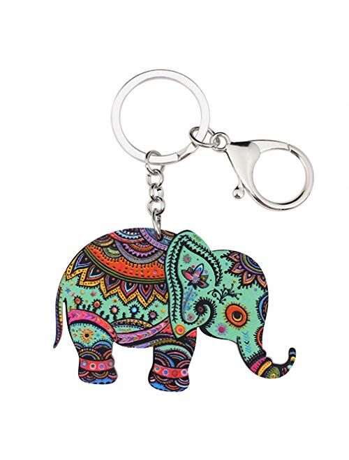 Kytrun Jungle Elephant Jewelry Key Chains Keyrings for Women Girl Bag Driving Car Key Handbag Wallet Charms Keychain Grey