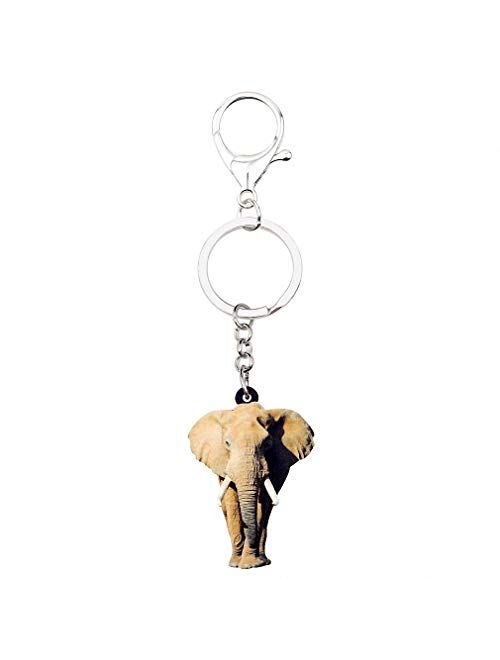 Kytrun African Elephant Key Chain Keychain Rings Jungle Animal Holder Jewelry for Women Girl Female Multicolr