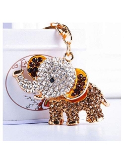 Kytrun Cute 3D Elephant Crystal Car Key Chain Women Bag Charms Keychains on The Bag Elephants Key Rings Accessories Blue