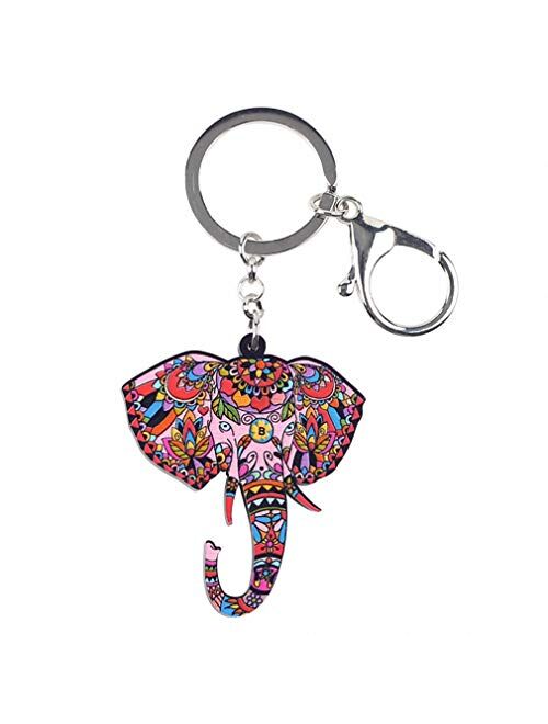 Kytrun Acrylic Elephant Head Key Chain Key Ring Bag Party Charm Car Keychain Accessories Animal Jewelry for Women Black