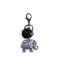 Keychain Jewelry New Lucky Elephant Key Chain for Girl Kid Fashion Metal Animal Key Chains Ring Car Pendant Keyring Keyring (Color : Color 2)