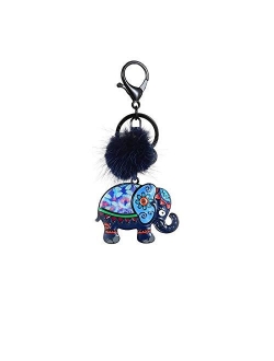 Keychain Jewelry New Lucky Elephant Key Chain for Girl Kid Fashion Metal Animal Key Chains Ring Car Pendant Keyring Keyring (Color : Color 2)