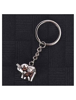 Kytrun 1 pc Style Cute Pet Keychain Elephant Key Rings Silver and Gold Color Gift Metal Animal Keychain Silver