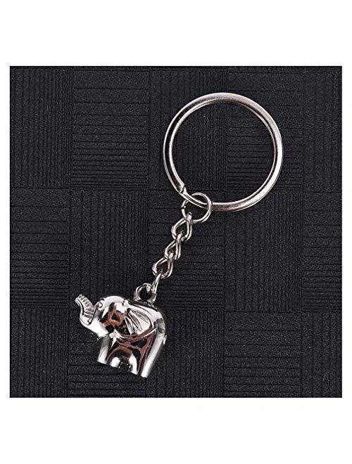 Kytrun 1 pc Style Cute Pet Keychain Elephant Key Rings Silver and Gold Color Gift Metal Animal Keychain Silver