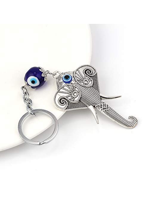 Elephant Keychain Evil Eye Animal Charms Car Keychain For Women Men Fashion Jewelry