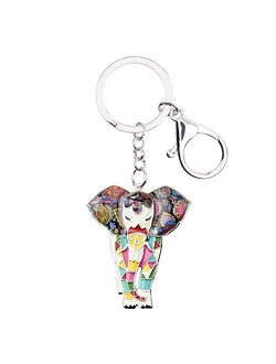 Keychain Enamel Alloy Jungle Animal Elephant Key Chain Key Ring for Women Bag Handbag Charm Jewelry Keychain Girl Accessories (Color : Blue)